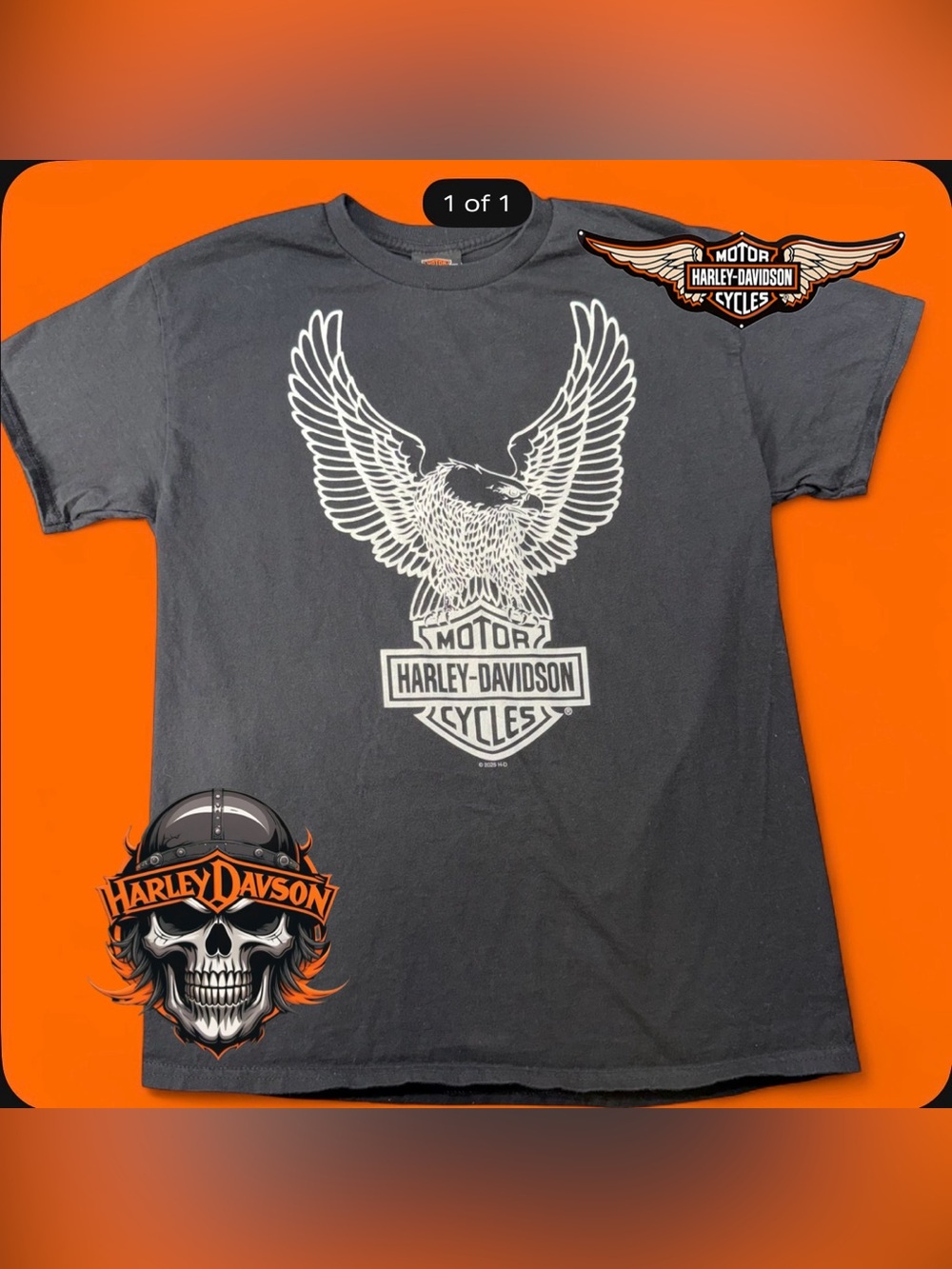 Harley-Davidson Upwing Eagle T-Shirt Mens M black tag Black Bar & Shield 2025 HD